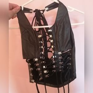 ALLURE Lingerie Black leather corset size Small